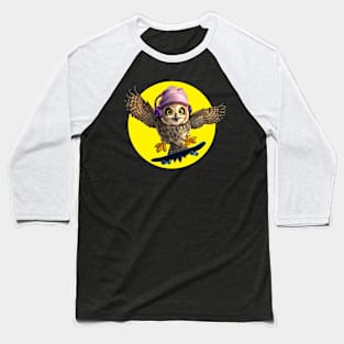 Skateboarding Owl Baseball T-Shirt